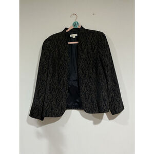 Woman’s Cold water Creek Size Medium Open Front Blue Gold Lined Blazer